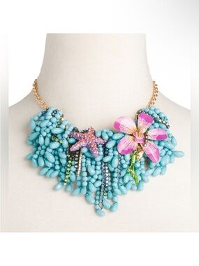 🧜‍♀️ BETSEY JOHNSON MERMAID JEWELS SEALIFE STATEMENT NECKLACE - NWT
